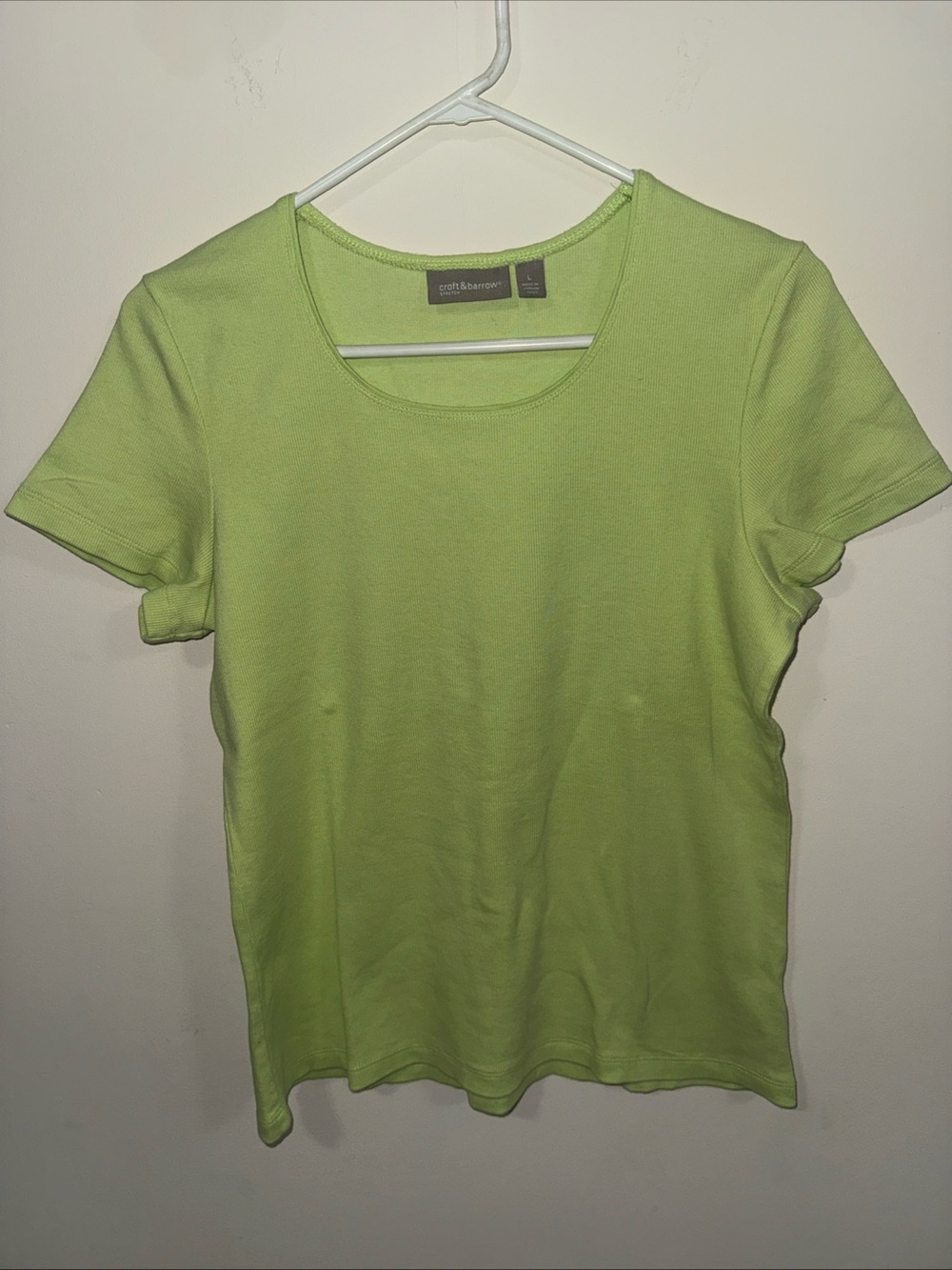 croft & barrow Bright Lime Green Scoop Neck Short Sleeve Tee